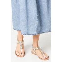 Faith: Mara Jewel Detail T Bar Flat Sandals