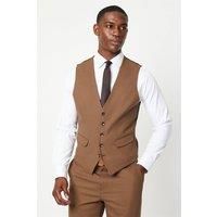 Mens Copper Plain Weave Slim Fit Suit Waistcoat - Xl