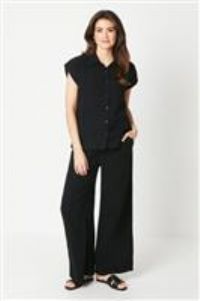 Principles Double Gauze Wide Leg Trouser, 12, Black