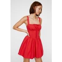 Nastygal Womens Mini Dress Red Fit Flare Square Neck Summer Casual