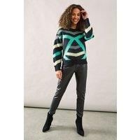 Womens Colour Block Embellished Detail Jumper