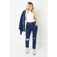 Womens Ripped Detail Mom Jean