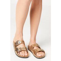 Womens Flick Glitter Double Footbed Sandals