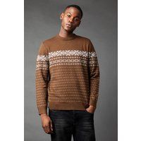 Burton Mens Jumper Black Nordic Pattern Crew Neck Casual Pullover