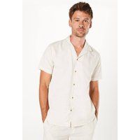 Mens Linen Blend Short Sleeve Revere Collar Shirt