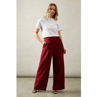 Womens Self Belted Wide Leg Trouser