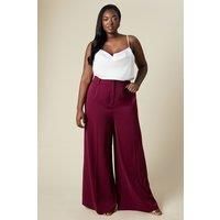 Curve Gold Trim Elasticated Wide Leg Trousers