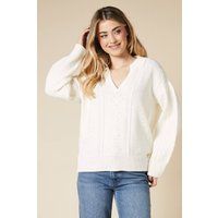 Womens Cable Knitted Collared Jumper