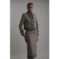 Petite Wool Mix Boucle Tweed Tailored Maxi Skirt