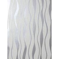 Arthouse Metallic Wave Glitter Wallpaper White/ Silver Paper