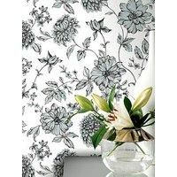 Arthouse Fleur Mono Floral Grey White Glitter Wallpaper 692507