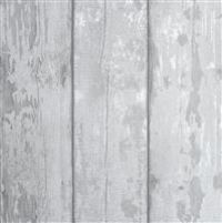 Washed Wood Plank Effect Metallic Silver Grey Embossed Textured Wallpaper 908501