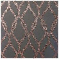 Arthouse Sequin Trellis Charcoal/Rose Gold Wallpaper