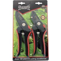 Wilkinson Sword Carbon Anvil & Bypass Pruner Secateurs - Twin Pack Gardening Set