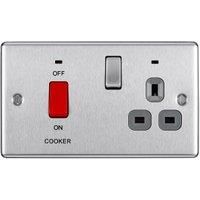 British General 2-Pole Raised Edged 45A Cooker Switch with Socket Outlet & Neon