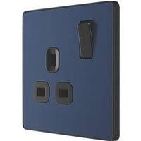 BG Electricals Evolve Single Switched Power Socket, 13A, Matt Blue