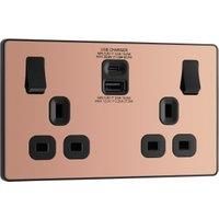 BG Evolve PCDCP22UAC30B Polish Copper 2 Gang 13A 1x USB-QC A 27W 1x USB-PD C 30W