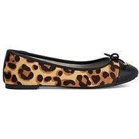 Dune Ladies Hallo Wide Fit Charm-Detail Ballet Shoes Size UK 3 Flat Heel Ballet Pumps Leopard