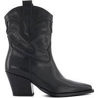 Dune Ladies Women/'s PONTY Western Boots Size UK 4 Black Cuban Heel Ankle Boots