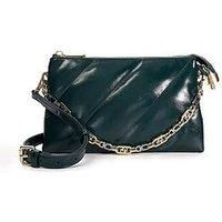 Dune London Dinidelamere Small Mix-Metal-Chain Quilted Crossbody Bag - Green