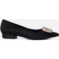 Dune London Habina Pointed Flat Satin Shoe - Black