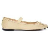 Dune Ladies HELENAS Leather Ballet Flat with Elastic Strap Size UK 7 Flat Heel Ballet Pumps Lemon