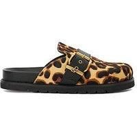 Dune London Glorria Buckle Leather Sliders - Leopard Print