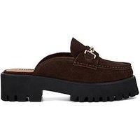 Dune London Gridlock Leather Backless Loafer - Brown