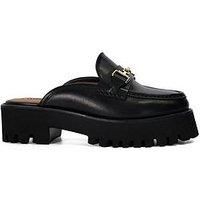 Dune London Gridlock Leather Backless Loafer - Black