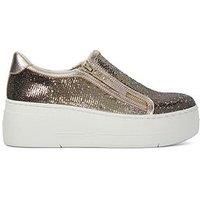 Dune London Episodic Zip Detail Flatform Trainers - Gold