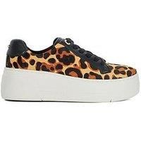 Dune Ladies Episode Lace Up Flatform Trainers Size UK 6 Flat Heel Leopard