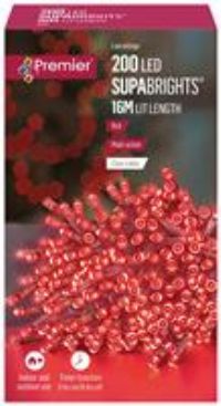 Premier Decorations 200 Red LED Christmas Tree Lights