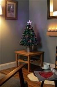 Premier Decorations 2.6ft Fibre Optic Christmas Tree & Star - Green