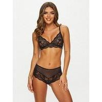 Ann Summers Sexy Lace Planet Lace Shorts Briefs for Women with Lace Mesh and Charm Detail - Lace Shorts Underwear - Full Coverage Knickers - Lace Trim - Black 14