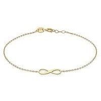 Carissima Gold Women/'s 9 ct Yellow Gold 15.5 x 4.8 mm Infinity Adjustable Bracelet of Length 18 cm/7 Inch - 19 cm/7.5 Inch