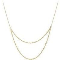 CARISSIMA Gold Women/'s 9ct Yellow Gold Double Rope and Trace Adjustable Chain 41cm/16-43cm/17