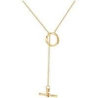 CARISSIMA Gold Women/'s 9ct Yellow Gold Faceted Circle and T-Bar Lariat Drop Necklace 47cm/18.5"-50cm/19.5"