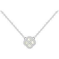 The Love Collection Silver Rh Cz Petal Mop Necklace