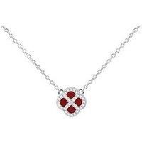 The Love Collection Silver Rh Cz Petal Rd Necklace