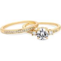 Jon Richard Women/'s Gold Plated Cubic Zirconia Round Stone Engagement Sized Ring Set