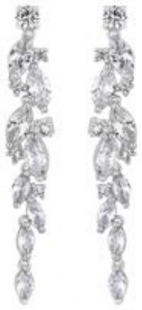 Alan Hannah Devoted Women/'s Silver Plated Clear Navette Drop Earring