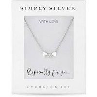 Sterling Silver 925 White Cubic Zirconia Triple Heart Short Pendant Necklace Silver