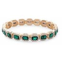 Jon Richard Gold Plated Emerald Green Crystal Rectangle Stretch Bracelet Green