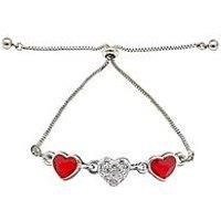 Jon Richard Silver Plate Swarovski Red Dancing Heart Toggle B