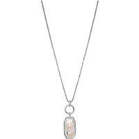 Silver Plated Polish Link Aurora Borealis Pendant Necklace