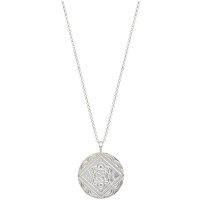 Sterling Silver 925 Embossed Round Pendant Necklace