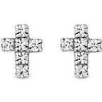 Sterling Silver 925 Cubic Zirconia Cross Stud Earrings