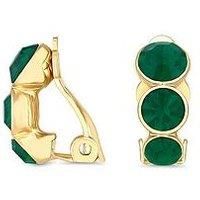 Gold Plated Graduated Emerald Cubic Zirconia Round Clip Earrings