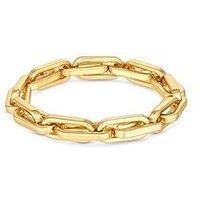 Recycled Gold Plated Polished Chain Stretch Bracelet