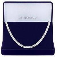 Rhodium Plated Cubic Zirconia Baguette Toggle Choker Necklace - Gift Boxed